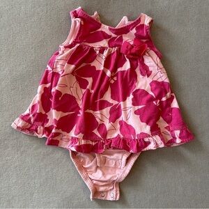EUC Carter’s Baby Girl Onesie Dress, Tropical Pink, 6-9 Months